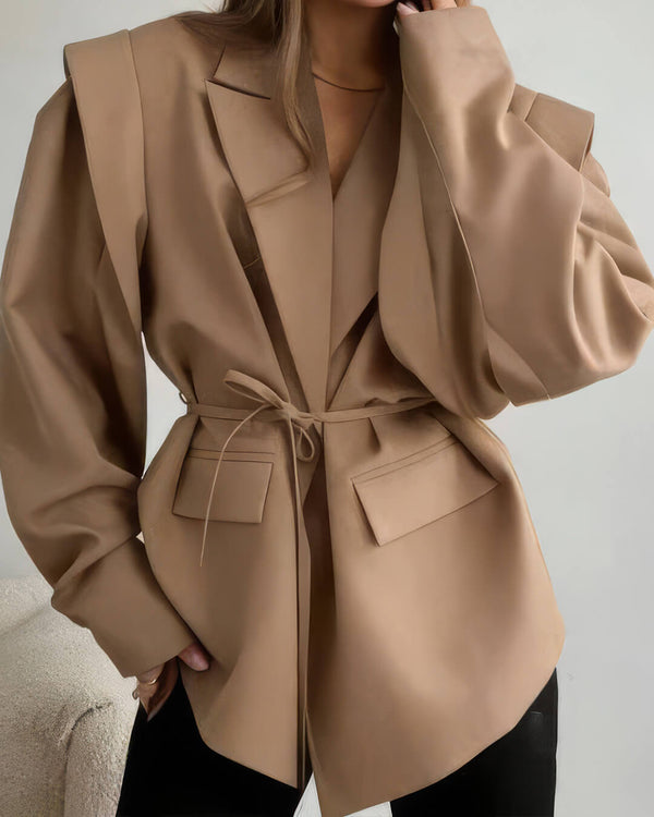 Leandra Wide Sleeves Belted Blazer
