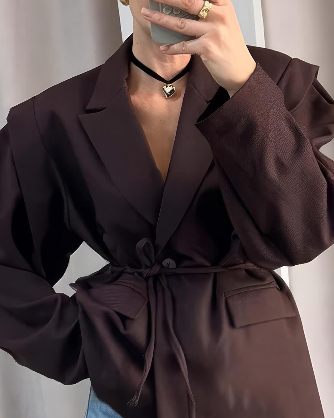 Leandra Wide Sleeves Belted Blazer