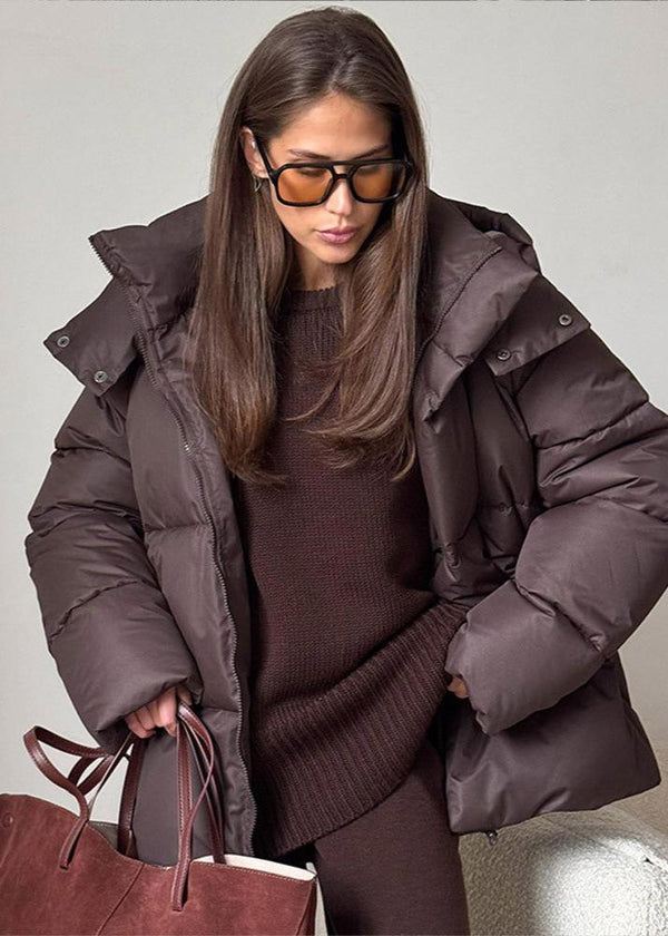 Oversized gewatteerde jas Leila met afneembare capuchon