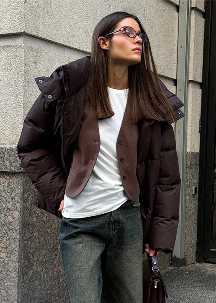 Leila oversized vatteret jakke med aftagelig hætte