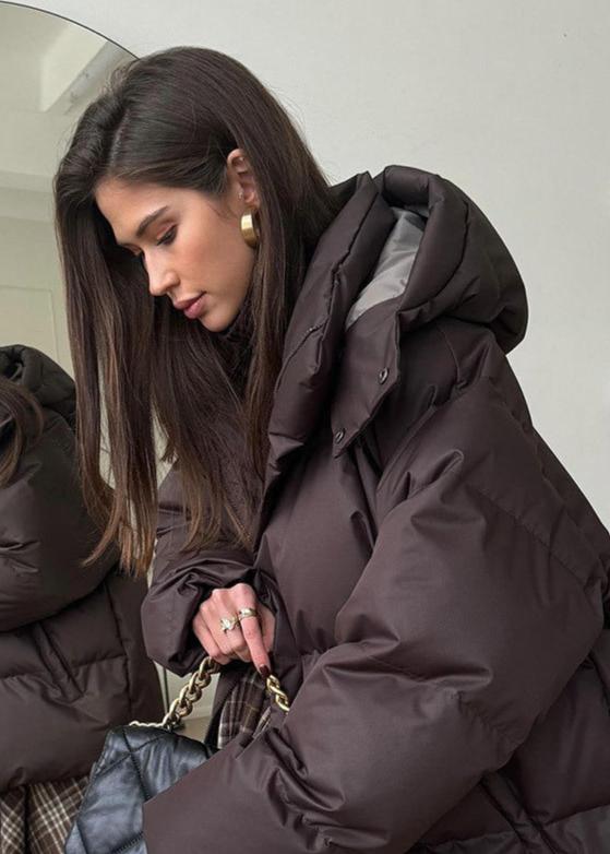 Leila oversized vatteret jakke med aftagelig hætte