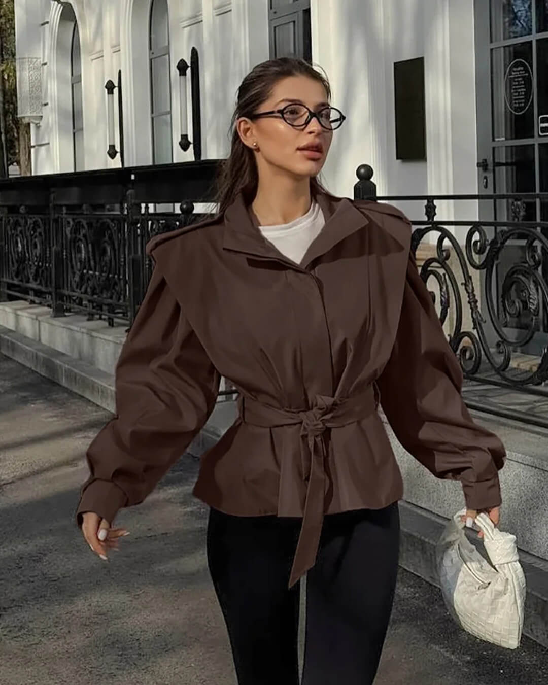Leizel Jacke mit Schnürung und Stehkragen