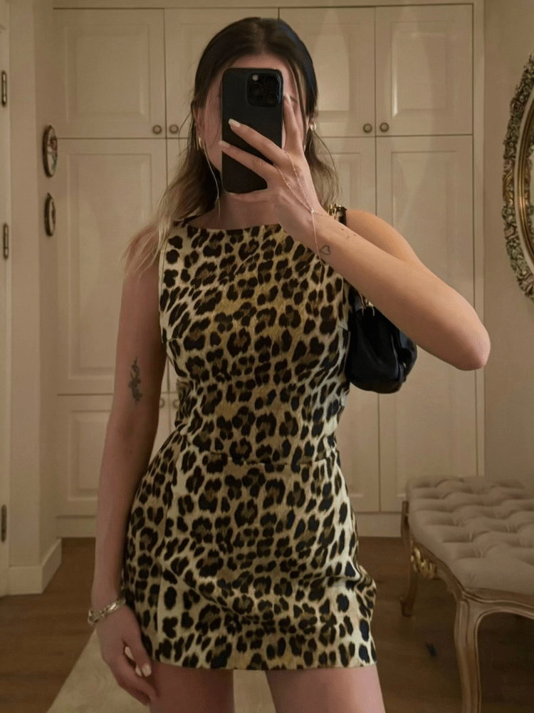 Leona leopardmönstrad miniklänning
