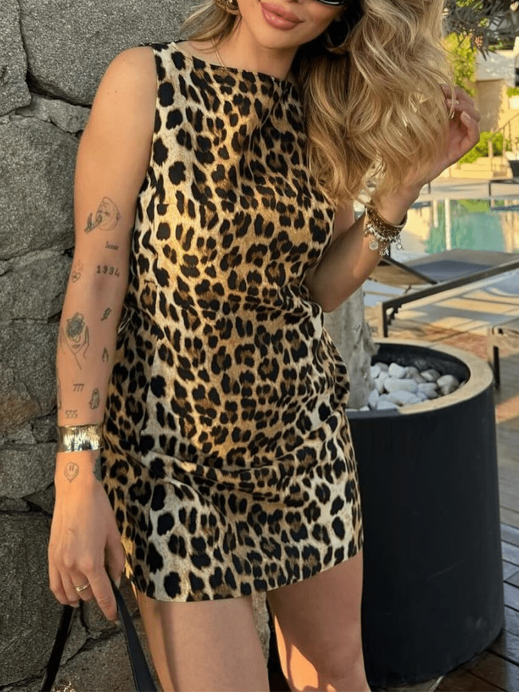 Leona leopardmönstrad miniklänning