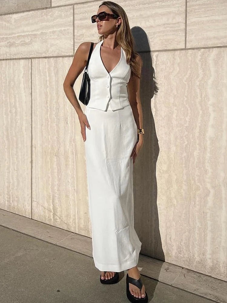 Lianna Halter Maxi Skirt Set