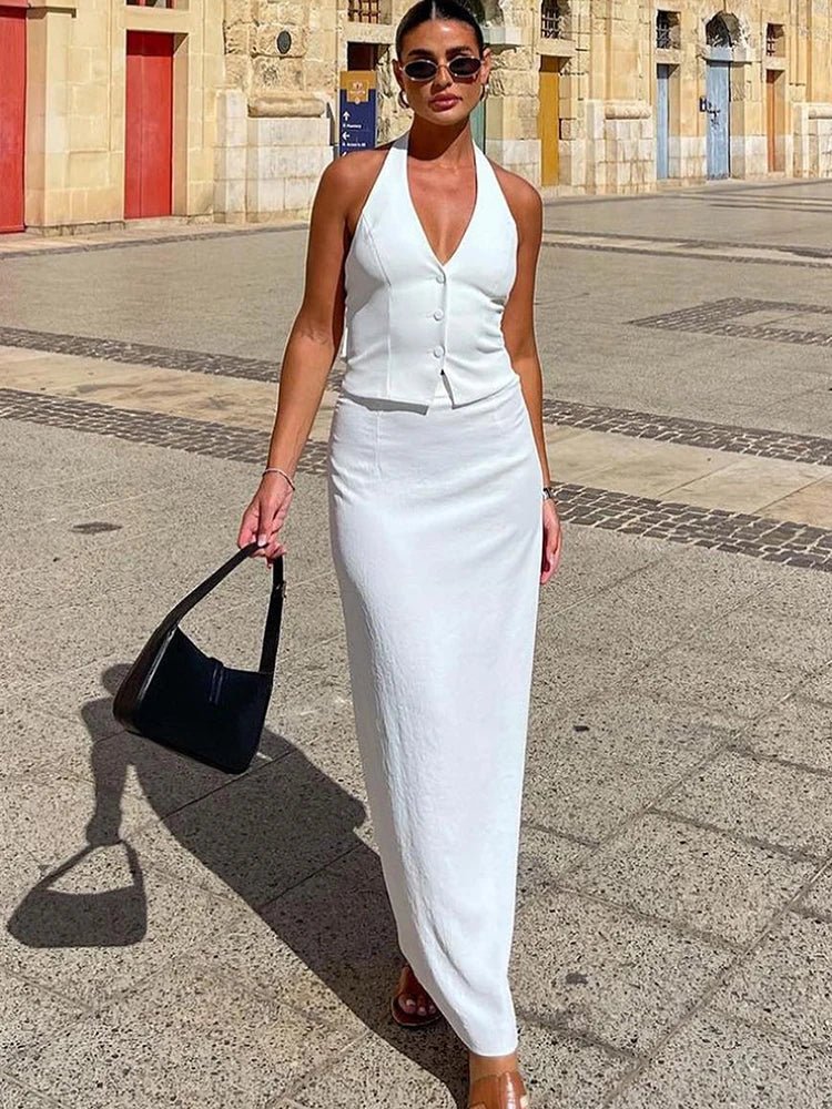 Lianna Halter Maxi Skirt Set