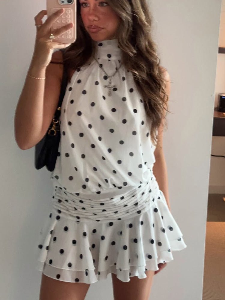 Robe courte Lianna à pois et dos nu
