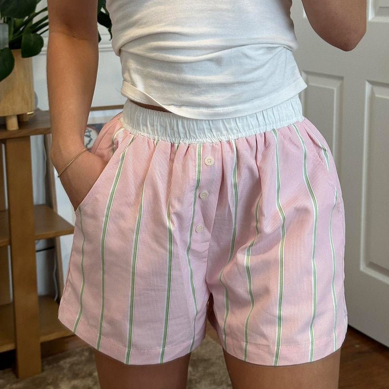 Pantalones cortos tipo bóxer de popelina a rayas Liesel