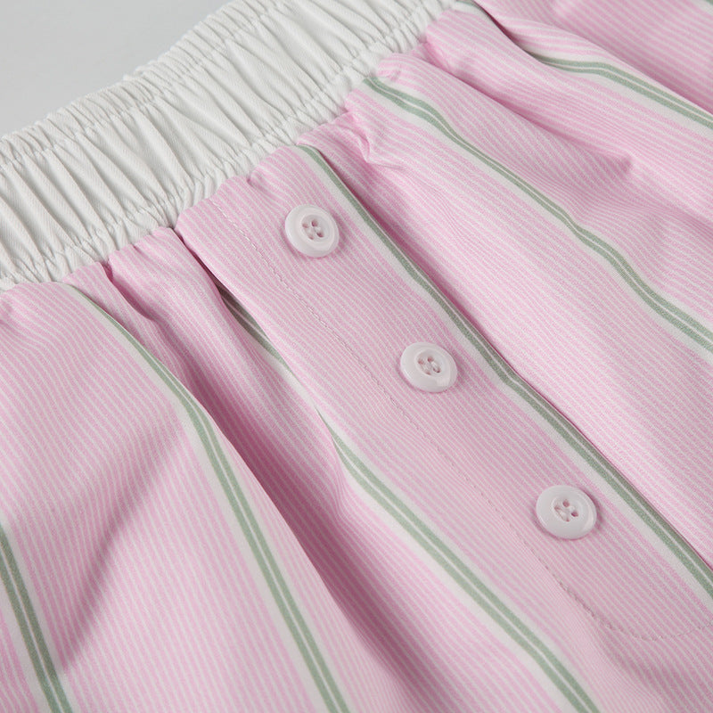 Pantalones cortos tipo bóxer de popelina a rayas Liesel