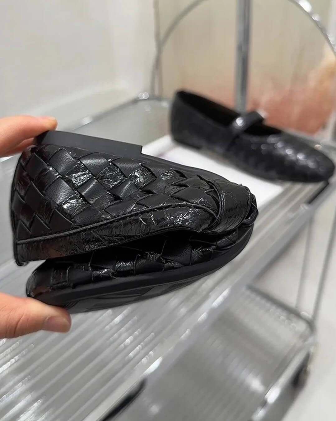 Scarpe basse in pelle intrecciata Lisbeth