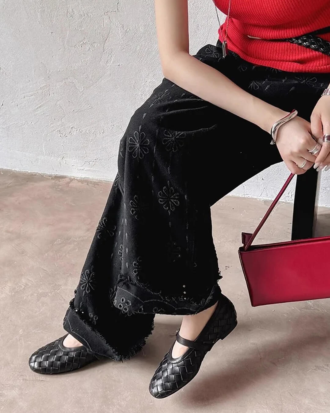 Scarpe basse in pelle intrecciata Lisbeth