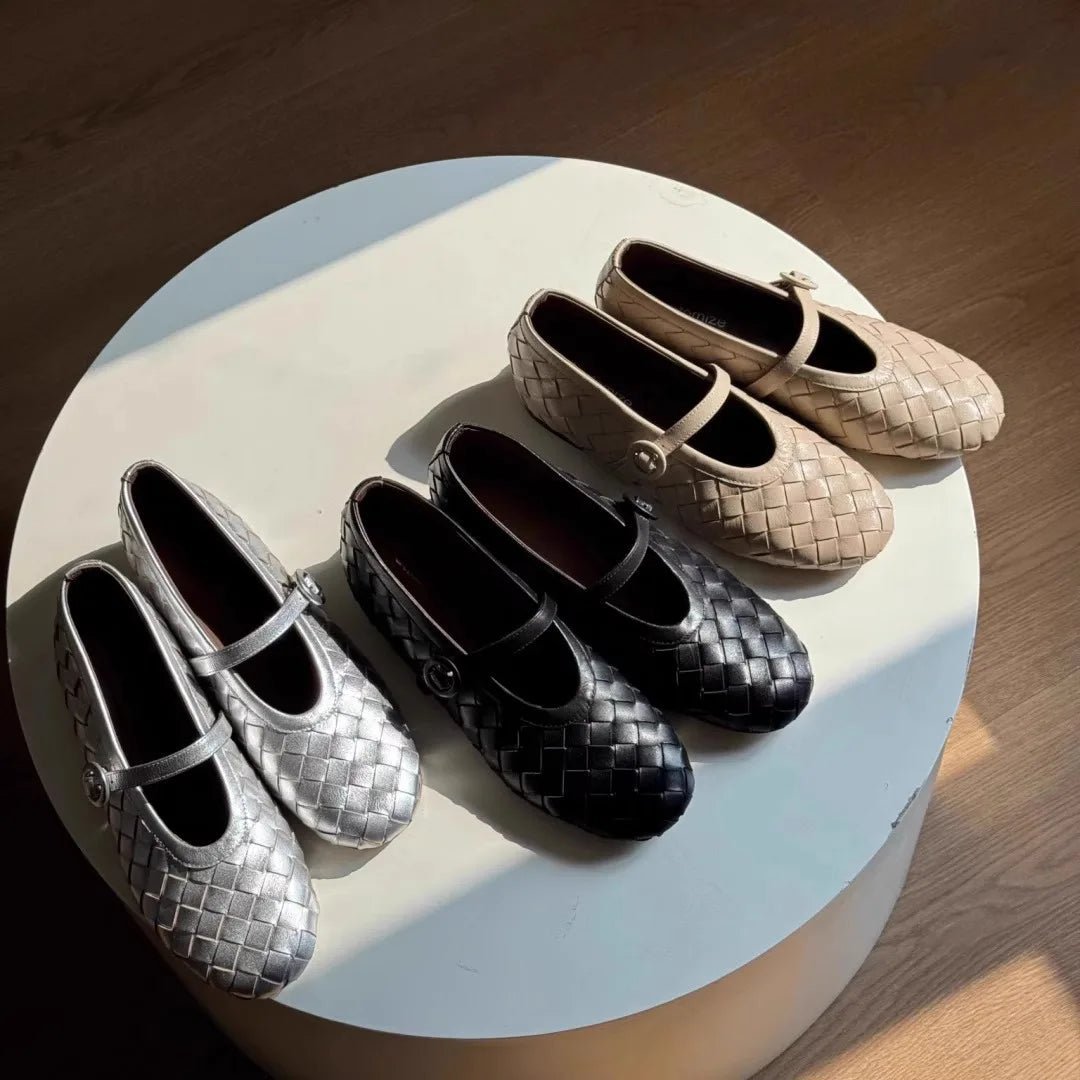 Scarpe basse in pelle intrecciata Lisbeth