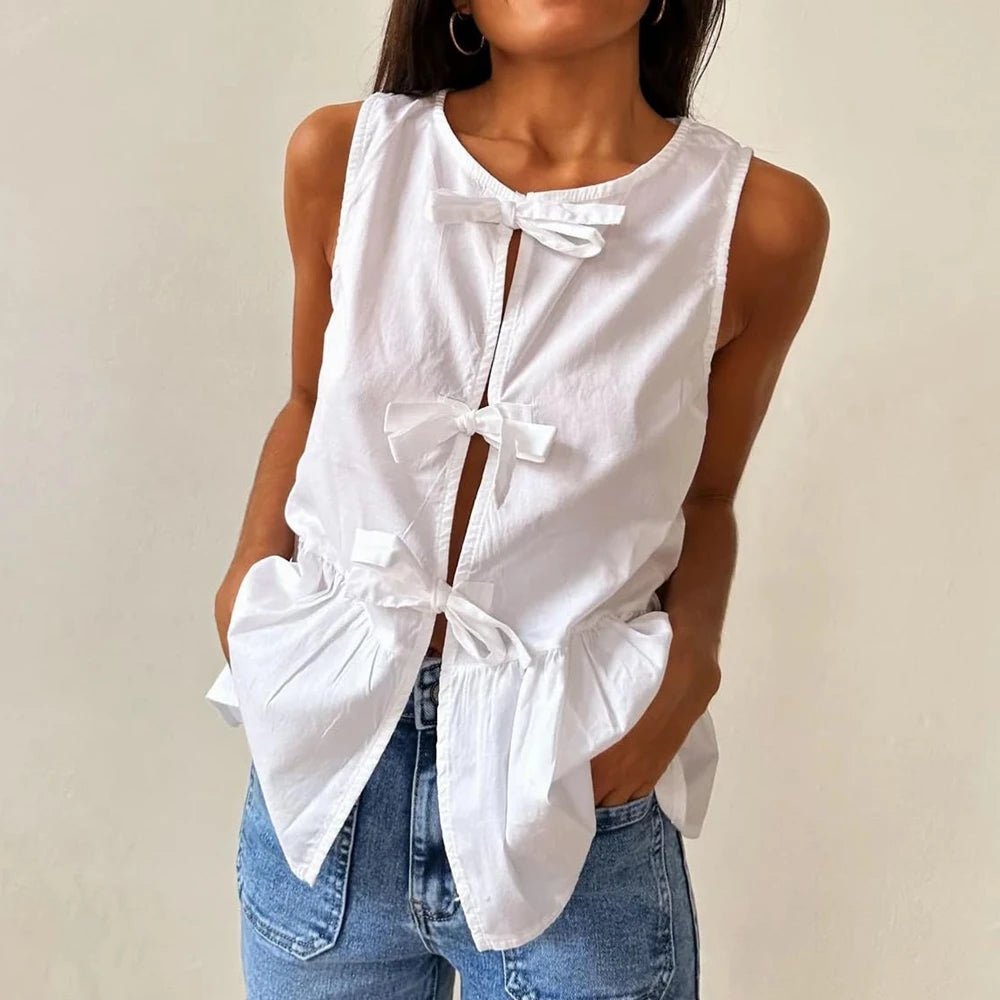 Lisette Bow-Tie Peplum Tank Top