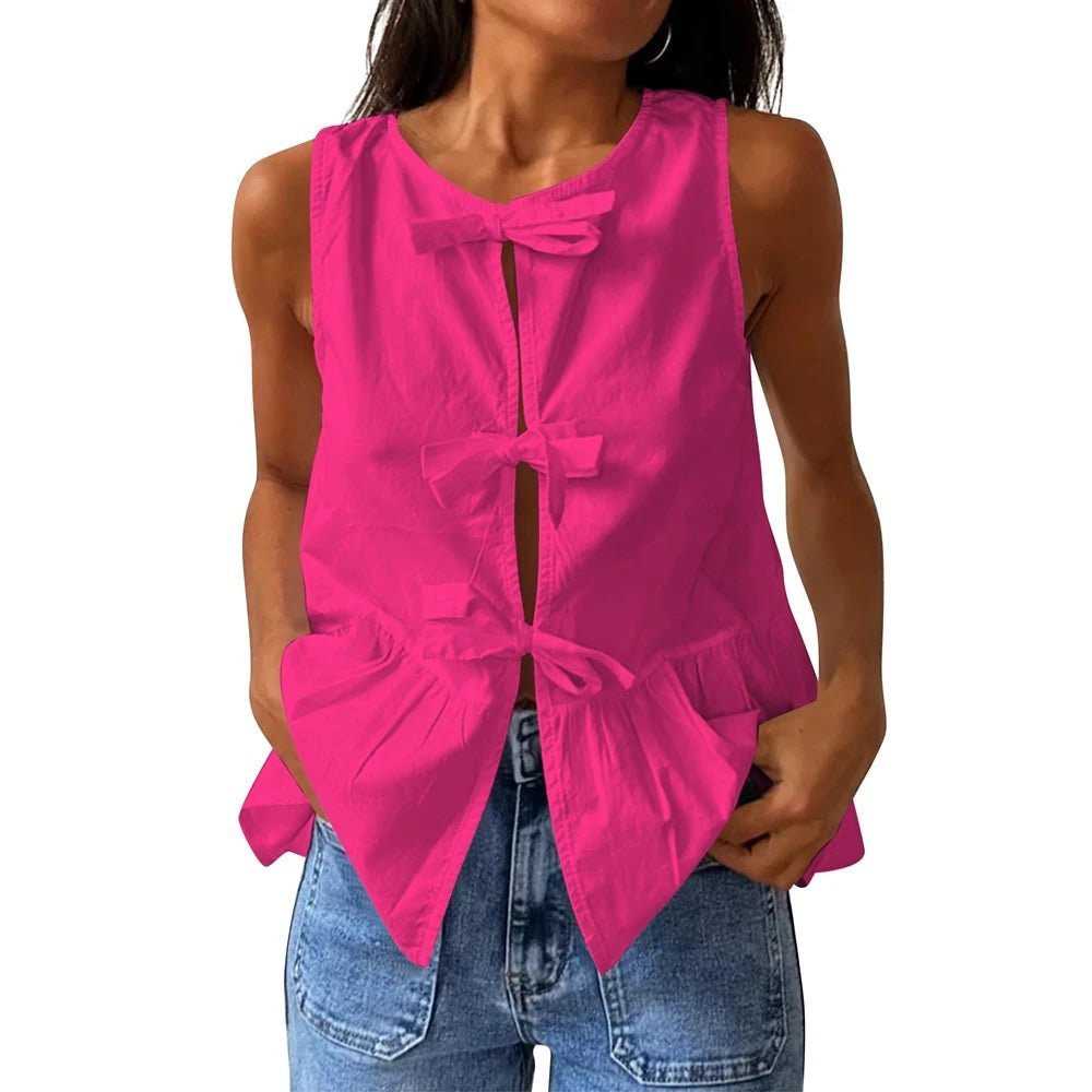 Lisette Bow-Tie Peplum Tank Top