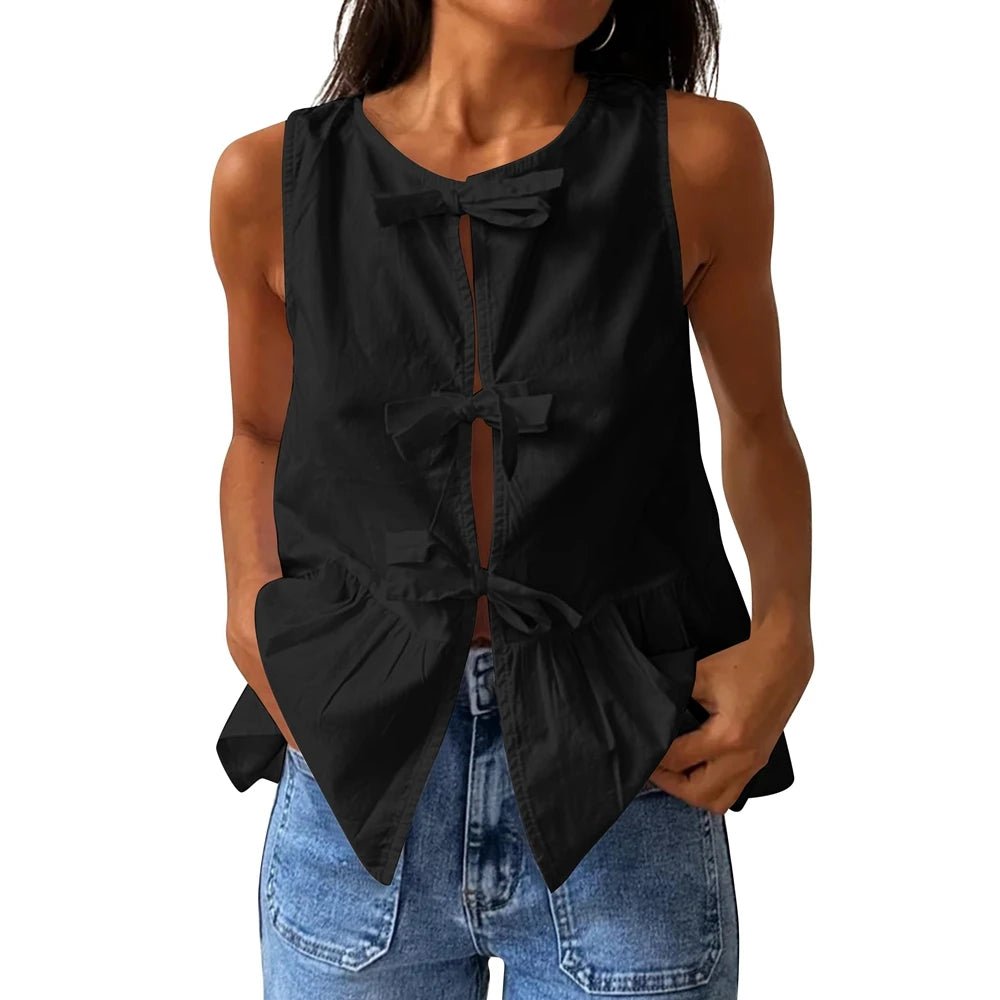 Lisette Bow-Tie Peplum Tank Top