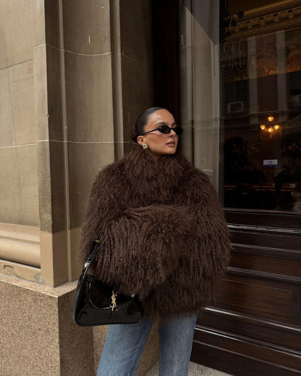 Cappotto in pelliccia sintetica effetto peluche Liza