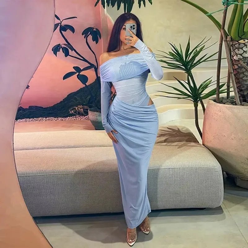 Lizy Long Sleeve Mesh Maxi Dress