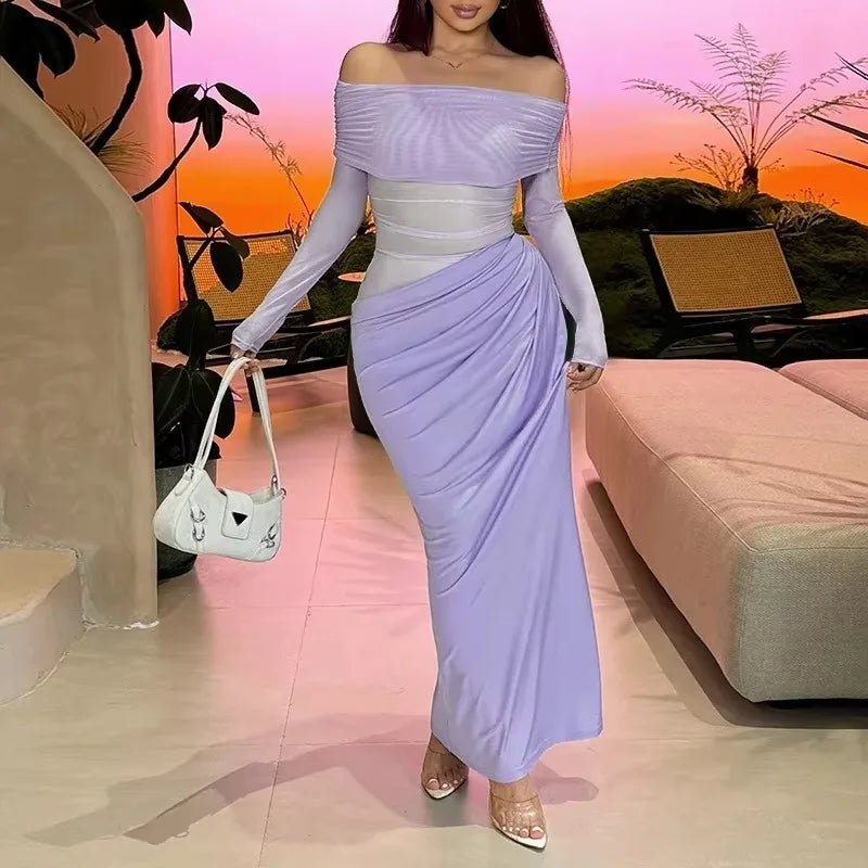 Lizy Long Sleeve Mesh Maxi Dress
