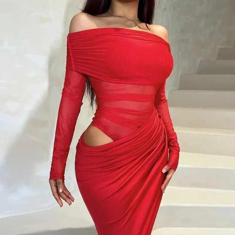 Lizy Long Sleeve Mesh Maxi Dress