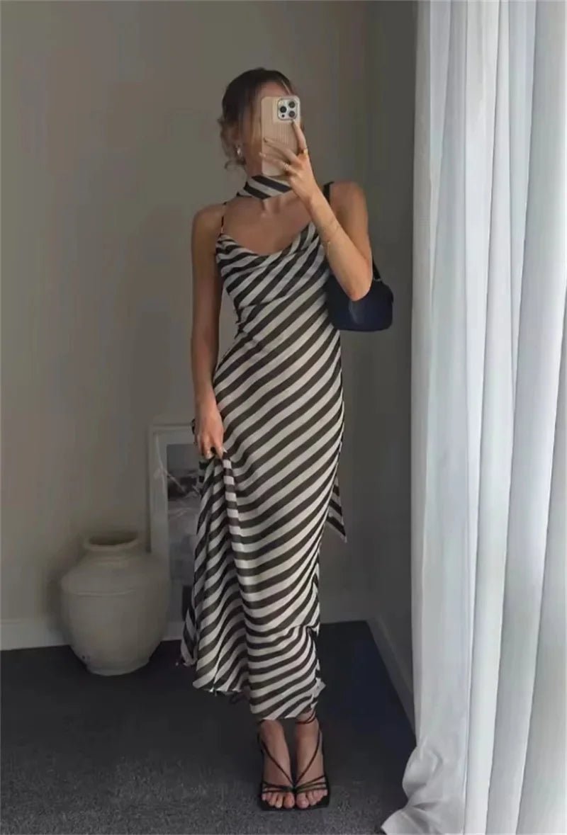 Robe longue façon foulard rayée Lola