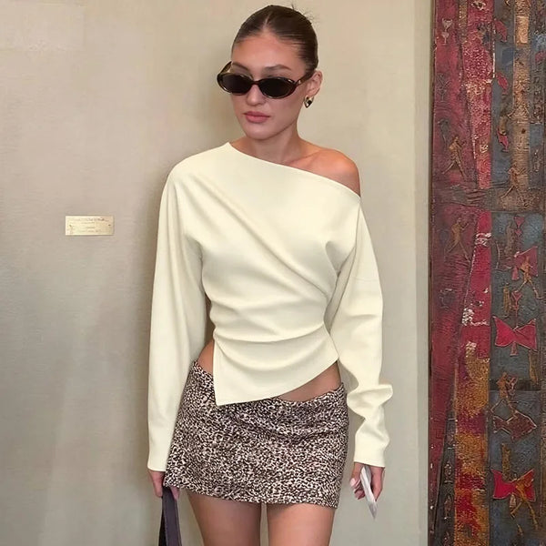 Sweater med lange ærmer og slids