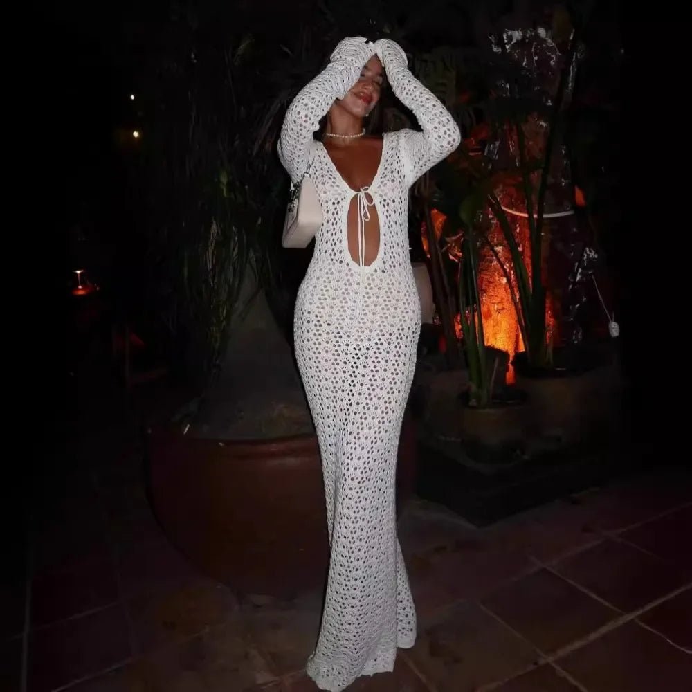 Lori gehäkeltes Strandkleid mit Lochmuster