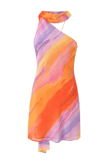 Lotte One-Shoulder Satin-Finish Mini Dress