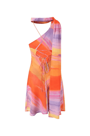Lotte One-Shoulder Satin-Finish Mini Dress