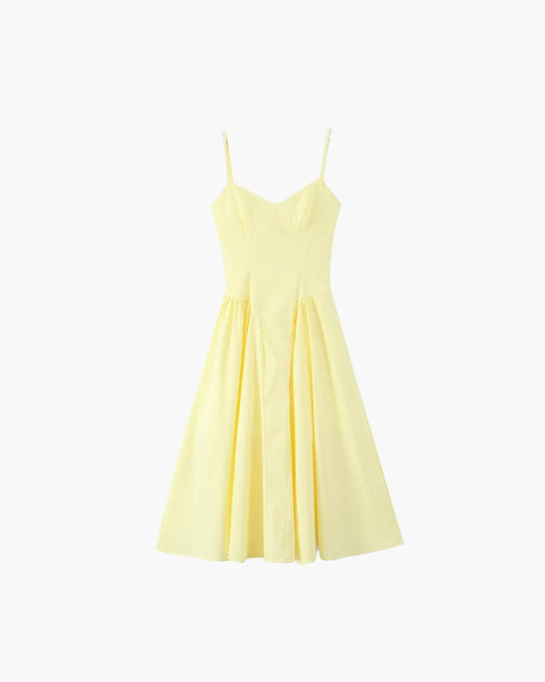 Vestido midi de alças com corpete Luciana