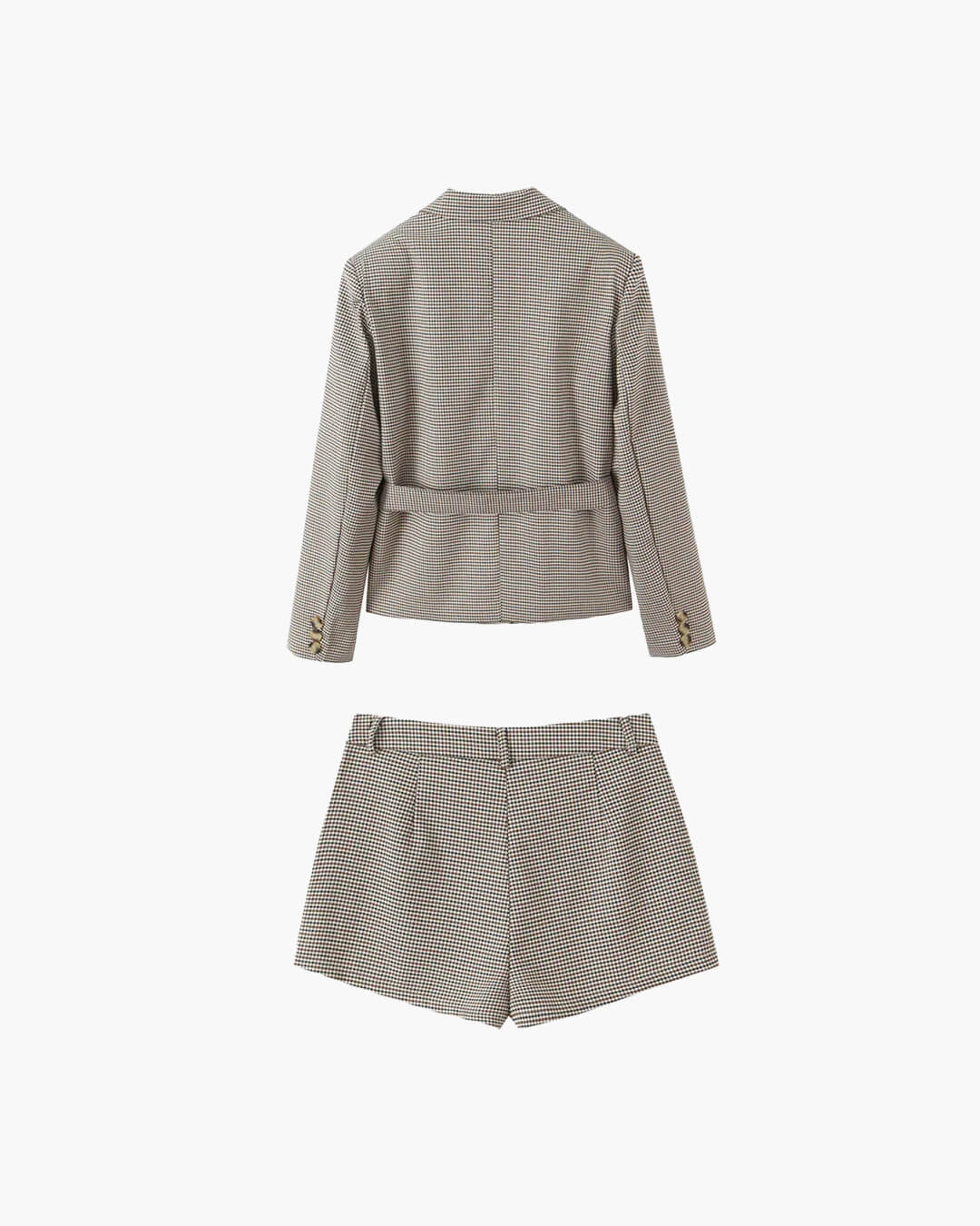 Lucy Houndstooth Belted Shorts Suit
