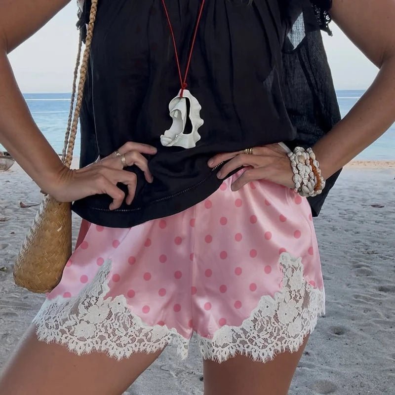 Lucy Lace Polka Dot Satin Shorts