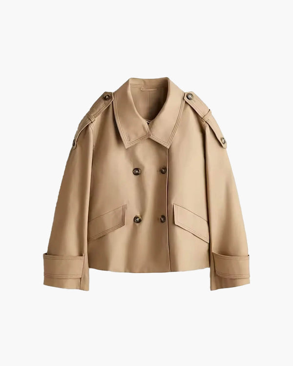 Lucy Stand Collar Cropped Trench Coat