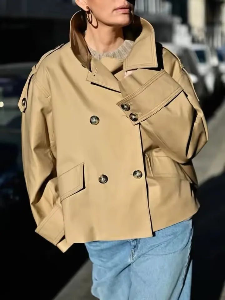 Lucy Stand Collar Cropped Trench Coat