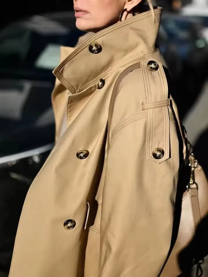Lucy Stand Collar Cropped Trench Coat