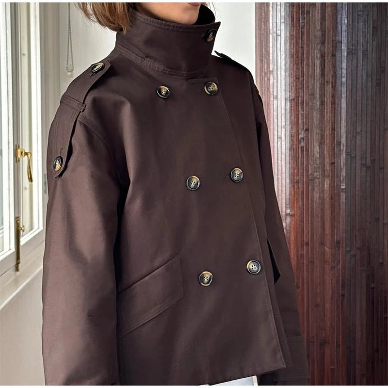 Lucy Stand Collar Cropped Trench Coat