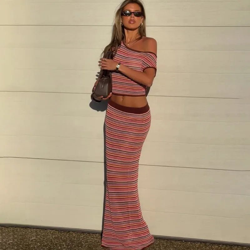 Conjunto de vestido de punto a rayas Lyndie