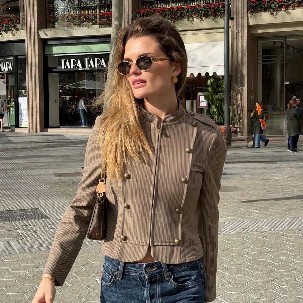 Maras randiga blazer med dragkedja