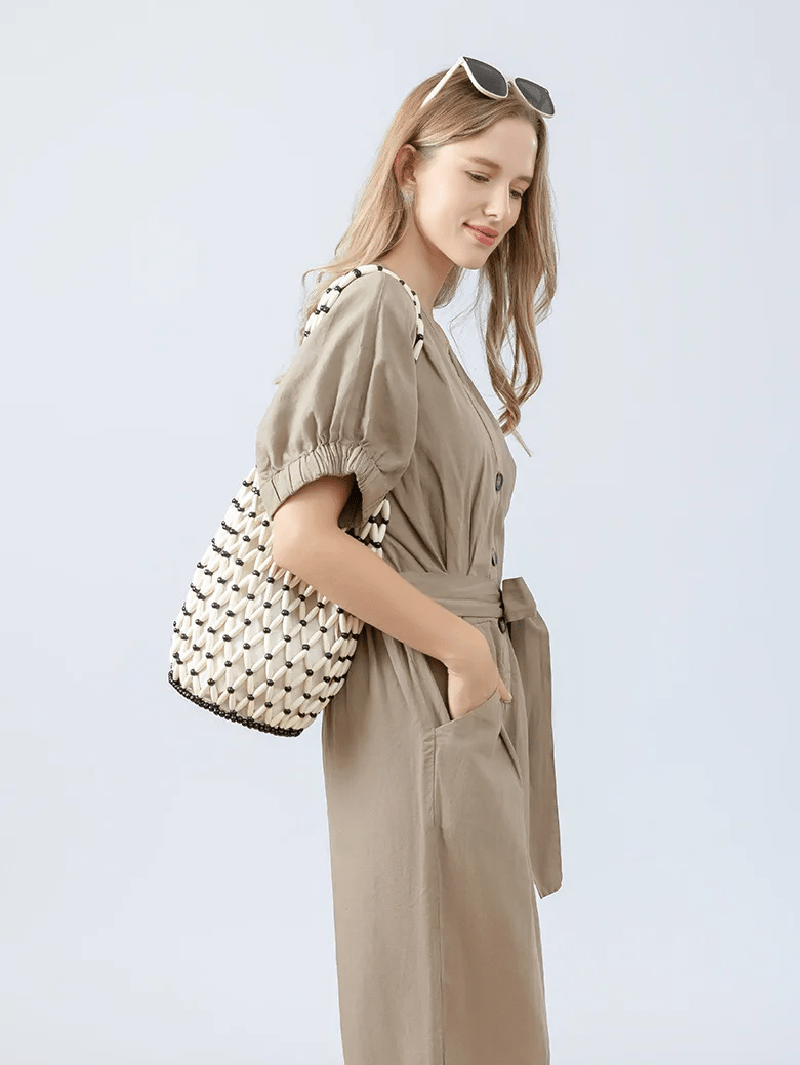 Margot Woven Beaded Tote Bag