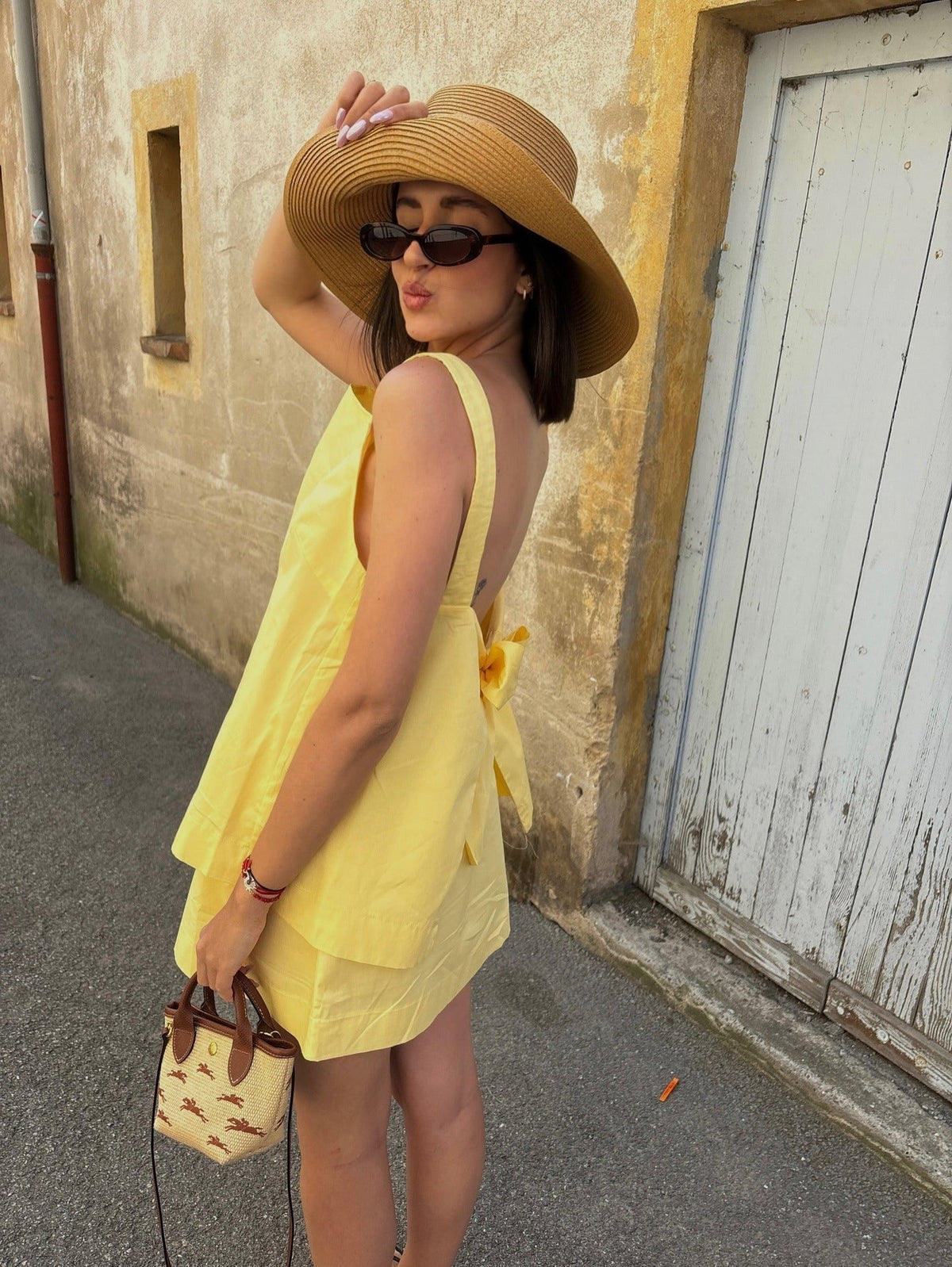 Maria Camisole- und Rock-Set in Zitronengelb