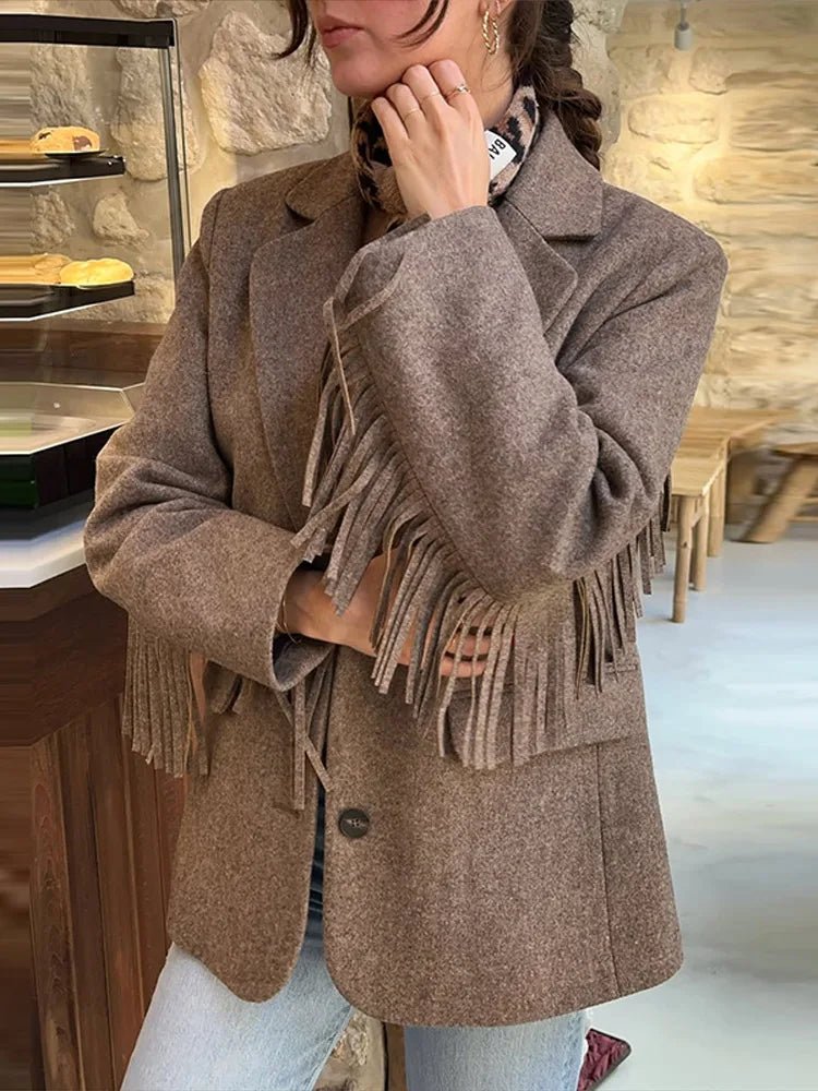 Maria Tassel Trim Bomber Blazer