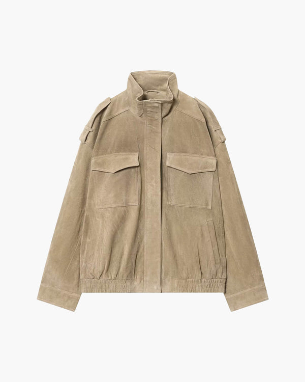 Marianne High Neck Suede Pocket Jacket