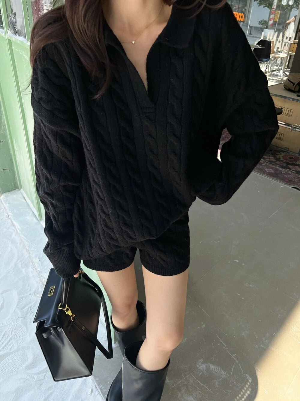 Conjunto de punto de 2 piezas con polo Maureen