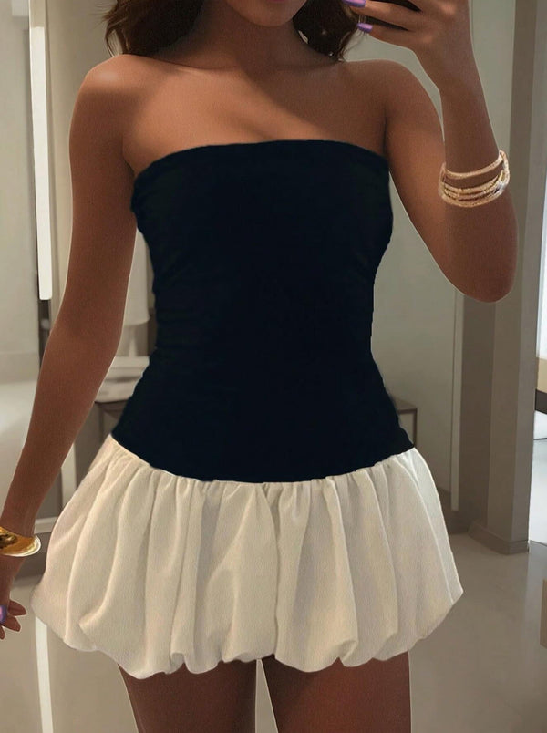 Vestido con cintura baja y bajo abullonado Maurie