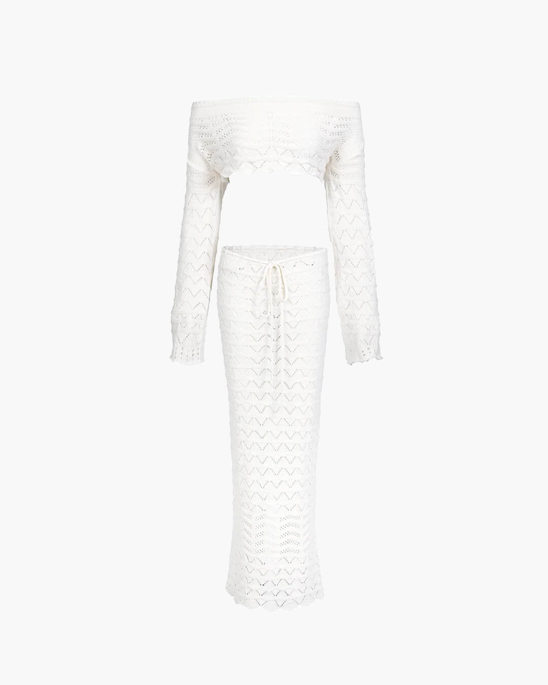 Ensemble de plage en maille à épaules dénudées Megan