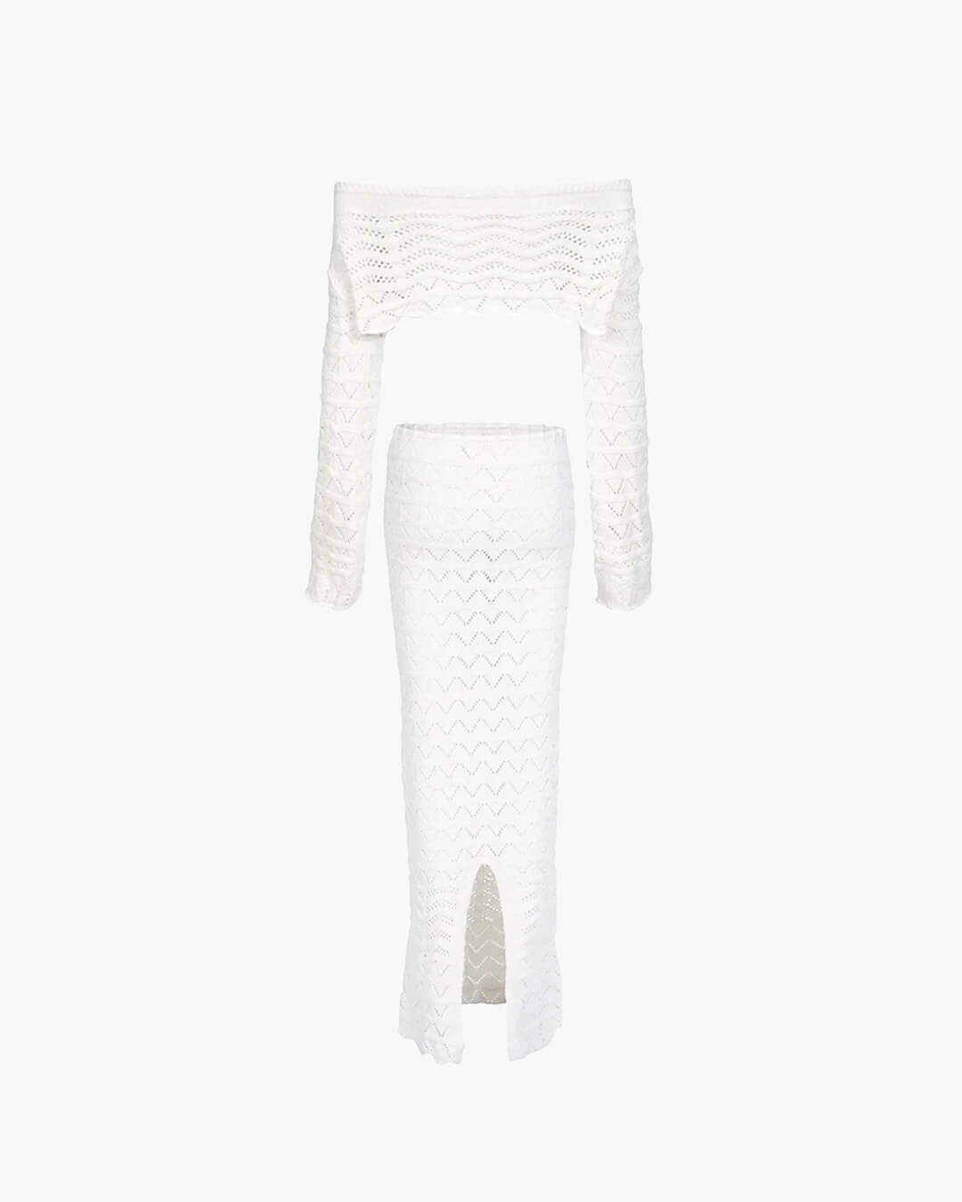 Ensemble de plage en maille à épaules dénudées Megan