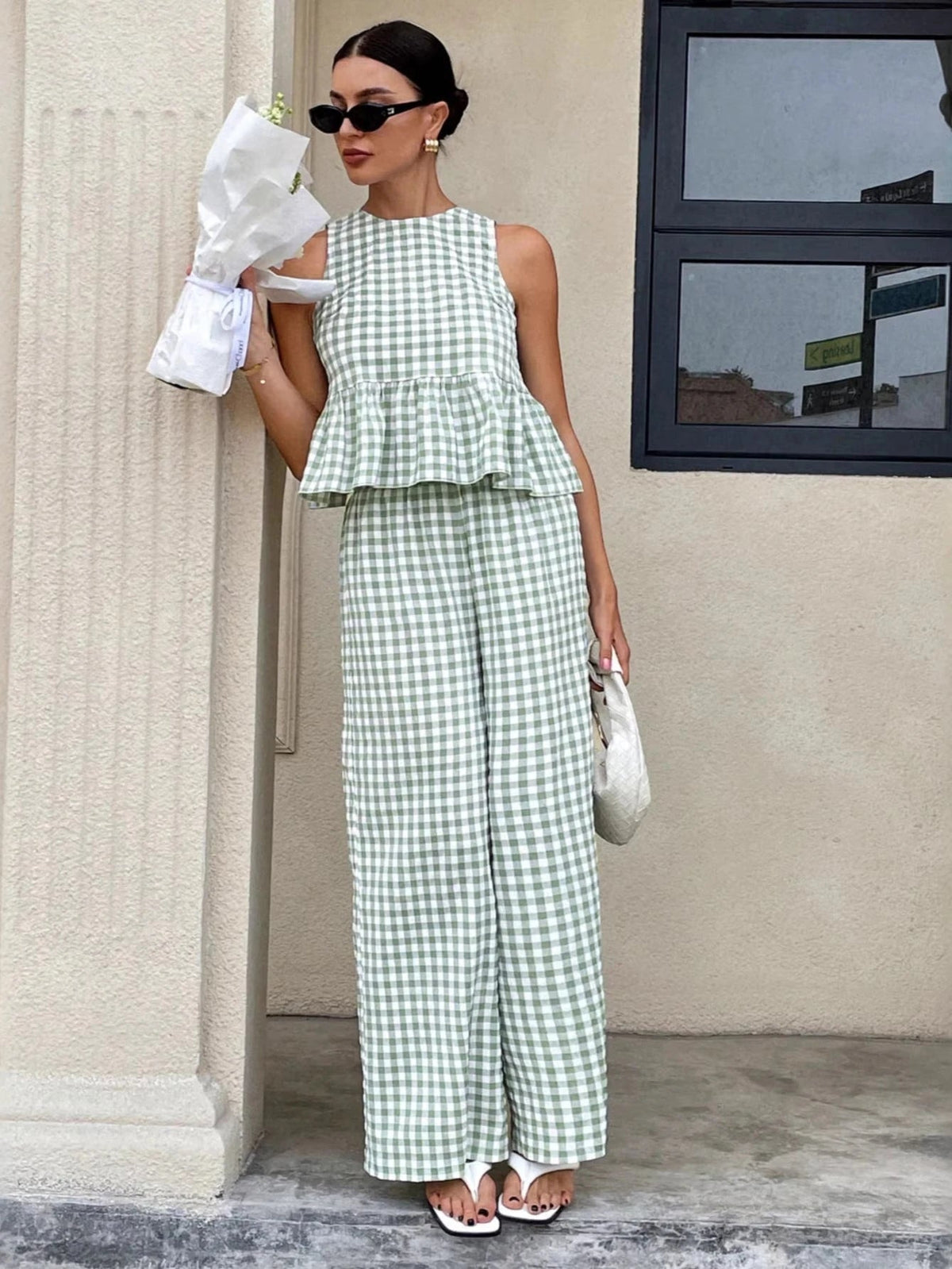 Mei Lattice Ruffled Two-Piece Set