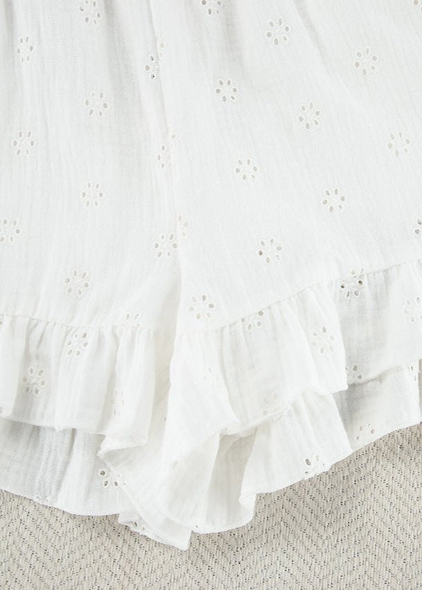 Conjunto Melanie de shorts con volantes y ojales