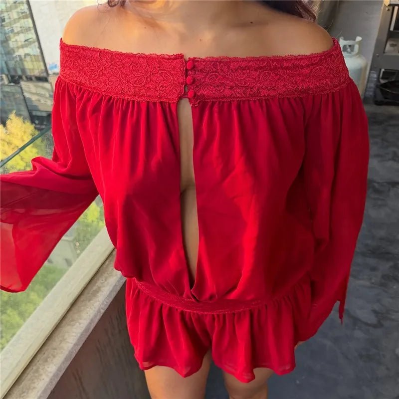 Combishort en mousseline à épaules dénudées Melanie