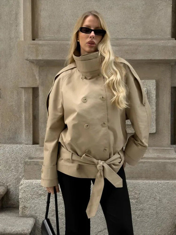 Melanie Stand Up Collar Short Trench Coat