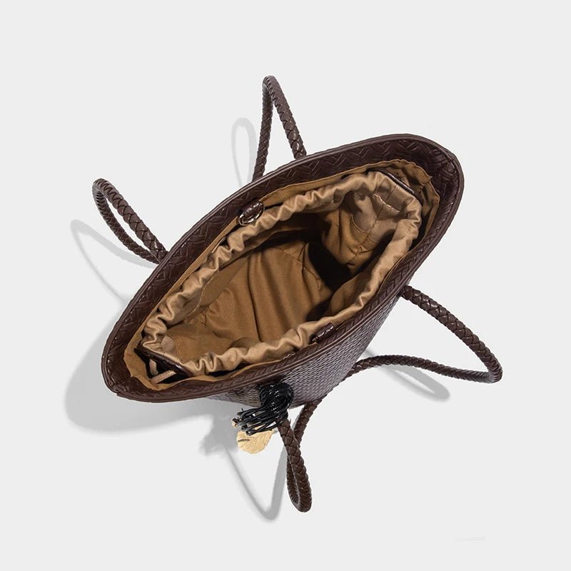 Meryl Woven Bucket Handbag with Pouch